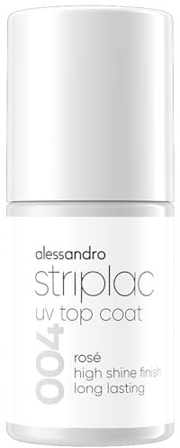 alessandro Striplac UV-Top Coat Rosé - Glänzende, Kratzfeste Nägel bis zu 15 Tage - Mit & ohne Farbe Anwendbar - Schonende Abziehtechnologie - Vegan - Rosa, Transparent, 6,5ml