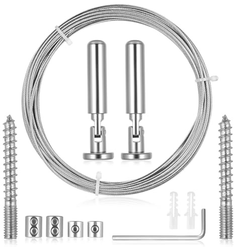 5m Cuerda Tendedero Exterior, Cable de Acero Inoxidable, Tensores de Alambre de Cortina de Acero Inox para Cortinas de Ducha Tendedero Cuerda Exteriores Jardín