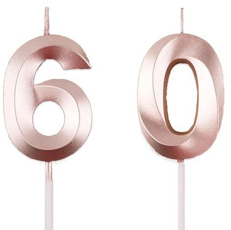 Ovanda 60th Geburtstagskerze,Kuchen Ziffer Kerzen,Geburtstag Kuchen Topper Dekoration,Champagner Gold Geburtstag Zahlen Kerzen,Cake Topper Dekorationen,für 60 Jahre alte Frauen Männer,für Hochzeitstag