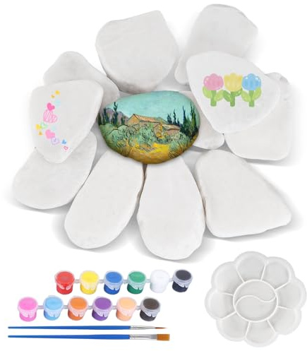 INQUIRLLY 12 Piedras Guijarro para Pintar, Decorativa Guijarros, Pintar Rocas Piedras, Piedras Naturales para Acuario, Piedras Decorativas para Playa para Manualidades, Macetas, Acuarios
