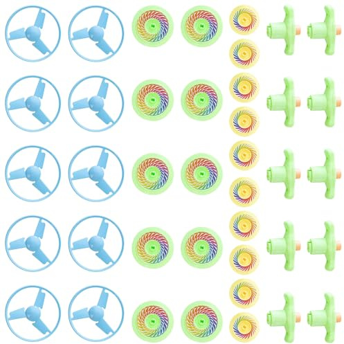Wdbild Packung Von 10 Flying Discs Spinner Tops Plastik Klassisches Spielzeug Für Reisen Freien Und Familienversammlungen Mehrfarbiger Spinner Top Set