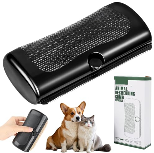Cepillo de depilación para mascotas, Cepillo profesional para el cuidado del pelo de perros y gatos, para Desenredar y Peinar a Mascotas, eliminación eficaz del subpelo, para Conejos, Negro
