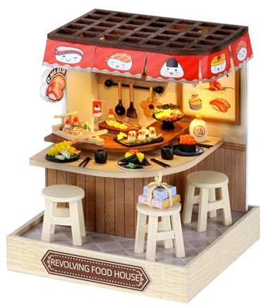 Kit Casa in Miniatura - Decorazione della Casa In Legno con Luce | Kit Di Costruzione Piccola Casetta Per Bambole | Per Adulti E Adolescenti Camera Da Cucina Ufficio
