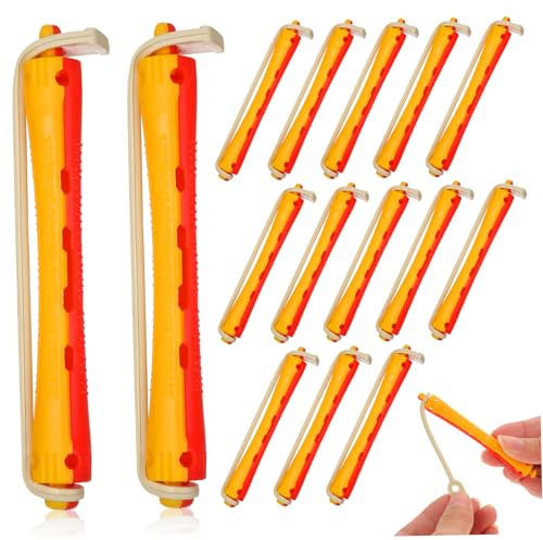 AUTSUPPL Bigoudis Rouleaux Creux Cheveux en Plastique Léger 24 Pièces Soin Cheveux avec Bande Élastique pour Boucler sans Chaleur sans Abîmer Usage Salon ou Maison