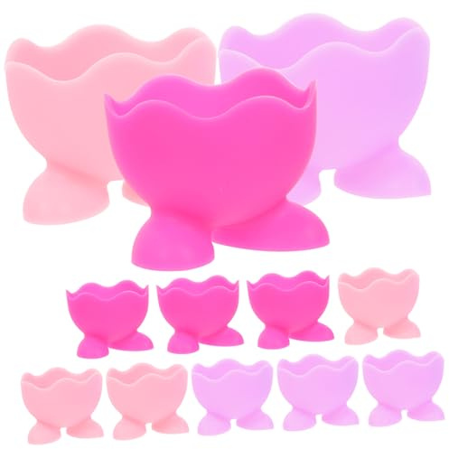 ROMISBABA 12 piezas Hueveras de Silicona con Base Estable para Huevos Cocidos Soportes Resistentes al Microondas y Horno de Colores Aleatorios para Cocina Restaurante y Color Aleatorio
