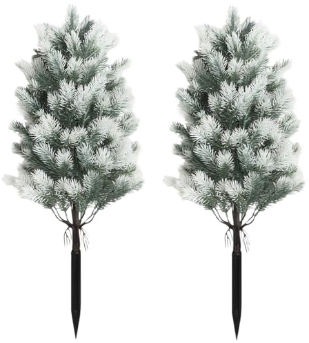 60 cm Artificial Cedar Topiary Ball Trees, Set of 2 Faux Cypress Plants UV Resistant Artificial Pine Shrubs Fake Bushes for Outdoor Indoor Front Porch Garden