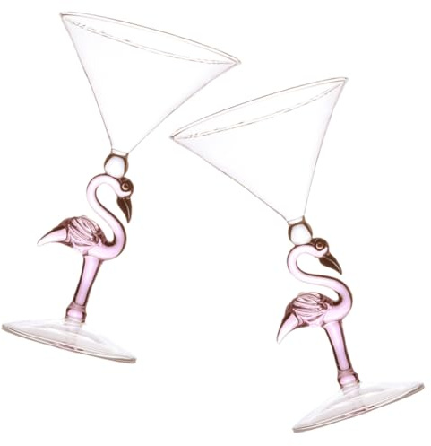 BESPORTBLE 2 Stück Flamingo Cocktailgläser aus Mattiertem Glas 200ml Elegantes Weinglas für Party Vielseitiges Trinkglas für Wein Saft und Tee