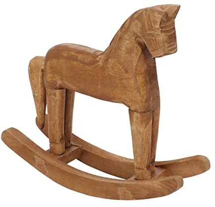 CHICIRIS Decoración Navideña de Caballo Balancín, Juguete Hecho a Mano de Madera de Pino para Mesita de Noche, Decoración Hogar u Oficina
