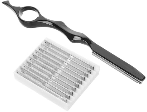 GAROZATION Professionelles Haarausdünnungsrasierer Satz mit Ergonomischem Stahlgriff Leichter Haarschneide Rasierer mit 10 Ersatzklingen für Präzises Haarstyling und Friseurgebrauch