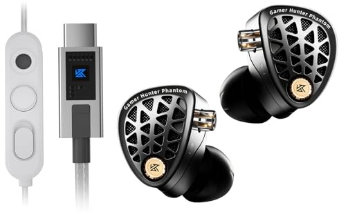 KZ Phantom Auriculares In Ear para Juegos, IEM Gaming con Cable y Micrófono, HiFi In Ear Monitor, Sonido nítido y Graves Profundos, con Cable Desmontable para Gaming
