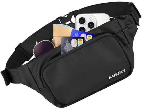 Razobws Bauchtasche Herren Damen Wasserdicht, Leichte Gürteltasche Klein | Hüfttasche Sport mit 3 Fächern, Verstellbarem Gurt 60-140 cm, für Joggen Reisen Wandern Alltag, für Handy bis 7 Zoll
