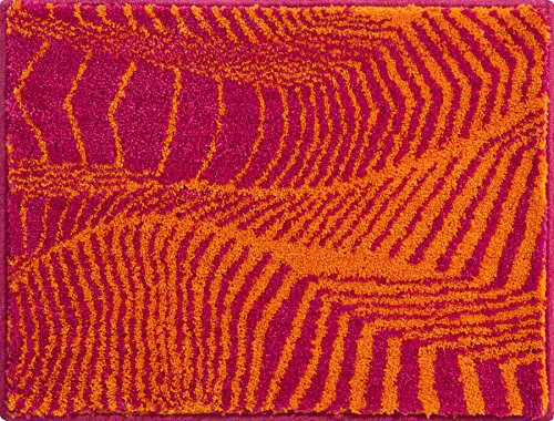 Grund KARIM RASHID Exklusiver Designer Badteppich 100% Polyacryl, ultra soft, rutschfest, ÖKO-TEX-zertifiziert, 5 Jahre Garantie, KARIM 13, WC-Vorlage o.A. 50x65 cm, orange