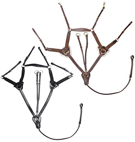 Horka pettorale elastica staccabile Martingale Horse Allenamento redini, Black/Silver