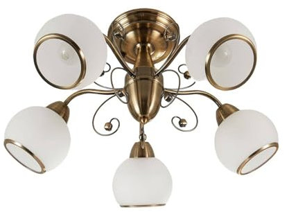 Ceiling Light 'Corentin' dimmable (Antique, Vintage) in Bronze Made of Glass for e.g. Living Room & Dining Room (5 Light Sources, E14) from Lindby | Ceiling lamp, lamp
