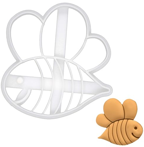 BAKERLOGY Cute Bee Cookie Cutter - Detailed Biscuit Cutter Design for Baking and Crafts, Ideal on Fondant, Dough, Clay