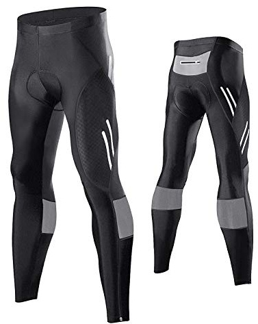 MEETWEE Cyclisme Pantalons Homme, Respirant 3D Gel Silicone Long Bike Compression Leggings Cycliste Pantalon de Vélo Pantalon - Gris -L