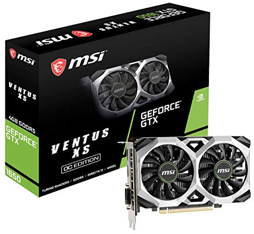 MSI Nvidia GeForce GTX 1650 Ventus XS 4G OC - Tarjeta gráfica (4 GB, GDDR5, 1740 MHz, DisplayPort, HDMI, DVI-D, Dual Fan Cooling System)