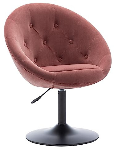 Duhome Loungesessel Höhenverstellbar Samt, Schminktisch Stuhl Drehstuhl Cocktailsessel mit Armlehne für Wohnzimmer Esszimmer Schlafzimmer, Pink