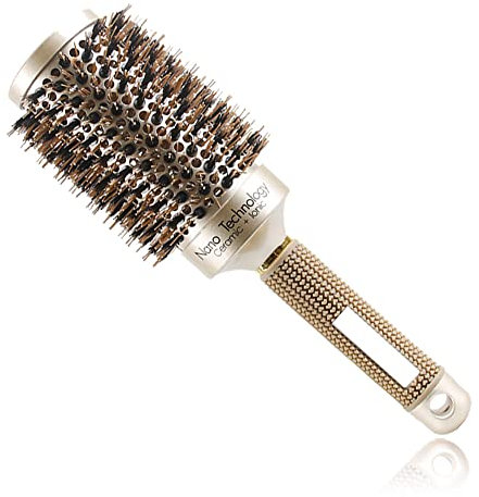 TEEROVA Ceramic & Ionic Round Barrel Hair Brush with Boar Bristle, Best Roller Hairbrush for Blow Drying, Curling&Straightening, Volume&Shine （3.3） 3.3 inch