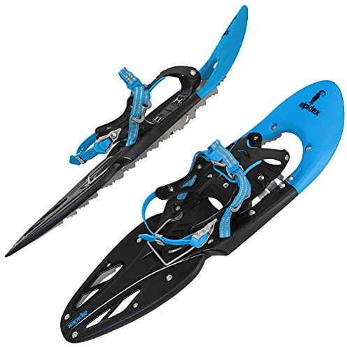 ALPIDEX Racchette Neve Ciaspole Alzatacco 38-46 Borsa Trasporto Bastoni Opzionali, Colore:Blue senza bastoncini