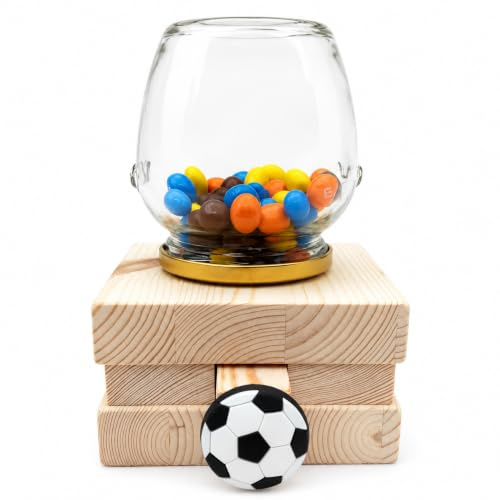 XL Bonbonspender aus Holz- Kaugummiautomat- Süßigkeitenautomat- Candyspender-mit Fußball
