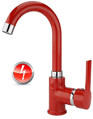 Miscelatore monocomando per lavabo, a bassa pressione, colore: rosso