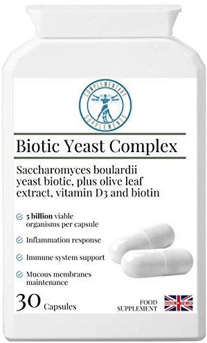 Complementary Supplements - Biotic Yeast Complex with Saccharomyces Boulardii - Probiotic Yeast Balance Formula - Immune System Support + Vitamin D, Olive Leaf Extract, Biotin - 30 Capsules