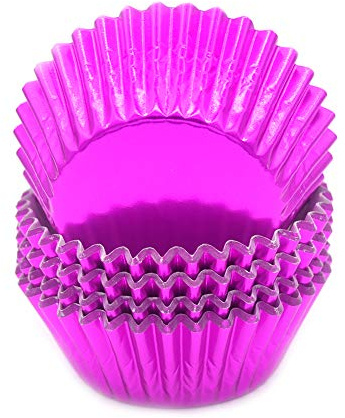Mombake Einweg-Backförmchen aus Standard-Folien Papier, Muffin-Cupcake-Förmchen für Partys und mehr(Rosa, 100 Stück)