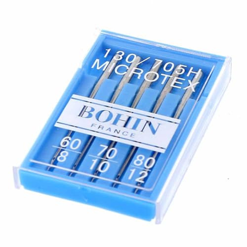 Bohin Microtex Maschinennadeln 60-80, 5 Stück, Stahl für feine Stoffe
