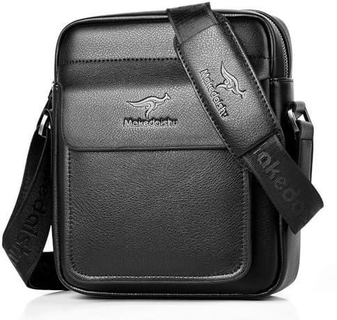 GKE Herren-Umhängetasche aus Leder Business-Umhängetasche für Herren Schwarz