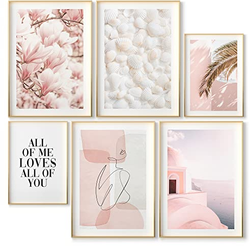 OHBIMBA® 6 Laminas Decorativas Pared Cuadros Decoracion Salon Modernos - Posters Para Pared Cuadros Decorativos Decoracion Pared lienzos decorativos - 4 de 30x40cm + 2 de 21x30cm