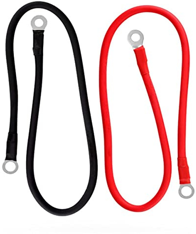 Shiwaki Cavo inverter a batteria da 5 AWG, 20 pollici, 12 V, rosso e nero, 16 mm, con capicorda ad anello, filo di rame flessibile per moto, auto, camper e barche
