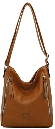 ITALYSHOP24 DAMEN TASCHE Umhängetasche Schultertasche Shopper Crossbody Henkeltasche CrossOver Kunstleder Beuteltasche Handtasche Hobo Bag Reise