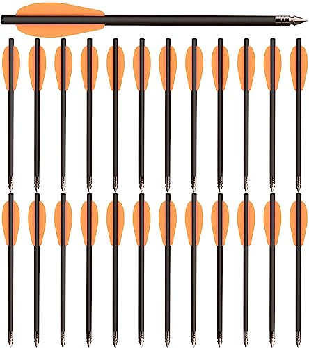 WANVZMR 6,3 Carbon Armbrust Bolzen Pfeile mit Stahlspitzen Jagdpfeile für 50-80lbs Pistolenarmbrust Präzisionsziel,Mini Armbrustpfeile Armbrust Carbon Bolzen für Zielpraxis Jagd