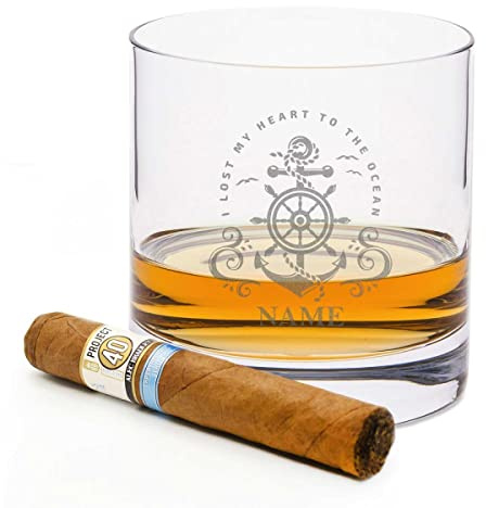 Leonardo Whiskyglas mit Gravur - Heart to the ocean - Personalisiert mit Name - Graviertes Whisky Glas mit Anker Motiv - Geschenke für Whisky Liebhaber zum Geburtstag - Geschenk für Sie & Ihn