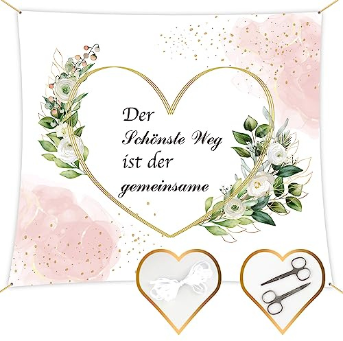 WDJLNZB Hochzeitslaken zum Ausschneiden, 200x180cm Bettlaken mit Herz Hochzeit inkl.2 Scheren, Spiel für Das Brautpaar Hochzeit Bettlaken Hochzeitsspiele, Standesamt Überraschung (A)