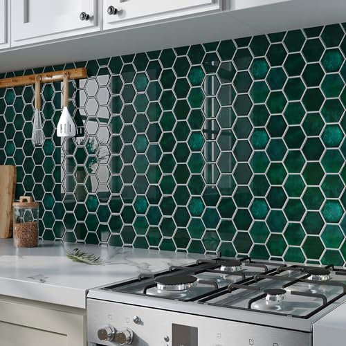 VaryPaper 3d Azulejos Adhesivos Cocina Efecto Marmol Verde Oscuro 30.5cmx30.5cm 6 Piezas Baldosas Adhesivas pared Baño Impermeable Pegatinas de Baldosas Vinilo Adhesivo Pared Losetas Autoadhesivas