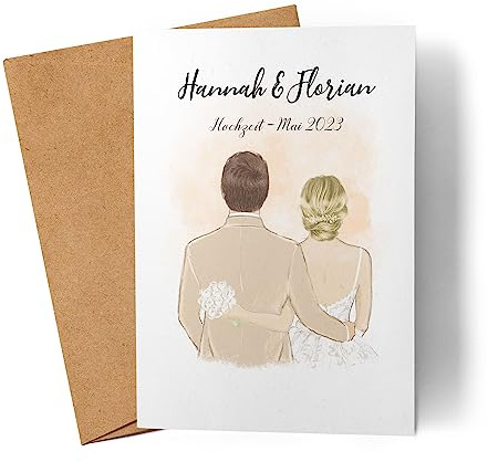 Kiddle-Design Personalisierte Hochzeitskarte | Karte zur Hochzeit mit Namen | Brautpaar Grußkarte Paar Hochzeitstag Silberne & goldene Hochzeit