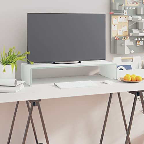 Homgoday TV-Aufsatz aus Glas Grün 70x30x13 cm - Monitorerhöhung für Wohnzimmer & Büro Model244144