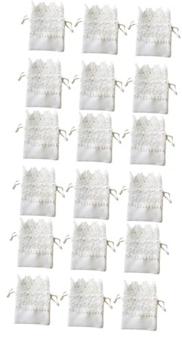 GLEAVI 3 Sets Luxuriöser Weißer Spitzenbeutel Mit Kordelzug Für Schmuck Hochzeiten Leicht Zu Öffnen Und Zu Schließen 10 Stück * 3