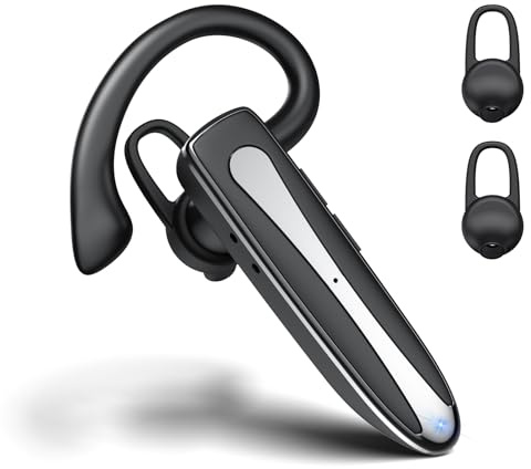 Bluetooth Headset V5.2, Wireless Headset with Microphone, Driving Headset of 24-Hour Standby Time, Bluetooth Earpiece for Work, Driving, Business, Compatible with iSO and Android Phones, YYK-530