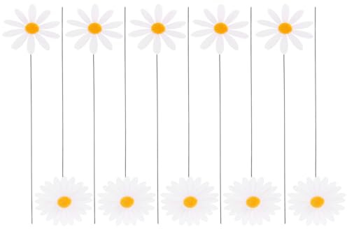 Toddmomy 10 Stück Gänseblümchen Gartenstecker Aus Pvc Simuliert 3D Blume Dekorative Gartenpfähle Für Hof Rasen Terrasse Draußen
