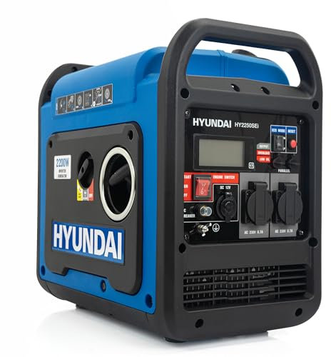 Hyundai 2200W / 2.2kW Petrol Inverter Generator, Electric Start, Pure Sine Wave Output, Lightweight, Quiet Running with 3 Year Warranty
