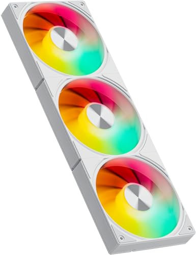 upHere Gaming U3TC3 ARGB All-in-One PC Fan, 3x120mm High Performance Cooling 1650 RPM Quiet Fan for PC Case CPU Cooling - White