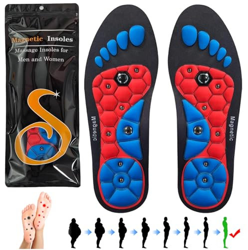 Audasi Plantillas Magnéticas, Plantillas Para Zapatos De Trabajo Para Aliviar La Fascitis Plantar Reflexología Plantillas De Acupresión Plantillas Ortopédicas Para Hombres Y Mujeres(Rojo, M)