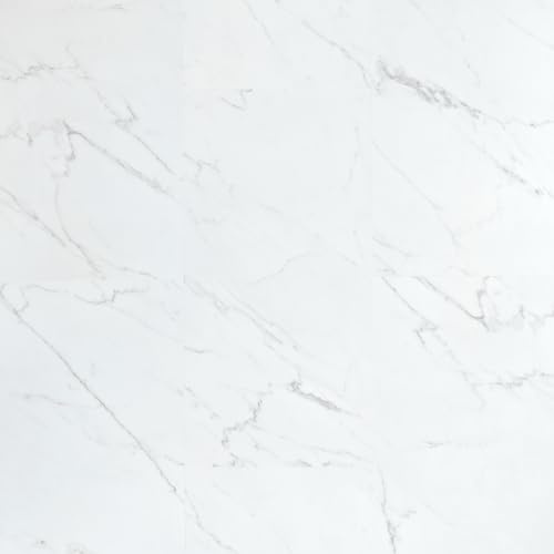 AMBULABO Peel and Stick Vinyl Floor Tiles – 14pcs (2.5m²) Self Adhesive Floor Tiles, Ideal for Kitchens & Bathrooms (White Marble)