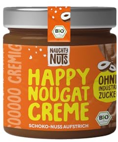 Naughty Nuts Bio Happy Nougat Spread – Vegan, No Palm Oil and No Refined Sugar – 250g