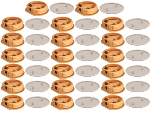 cyclingcolors 20x Ferrure d'assemblage beige avec cache en plastique idéal caravane bateaux vans camping-cars camions aménagés Connecteur Fixation Meuble Cuisine, capuchon rond beige café latté