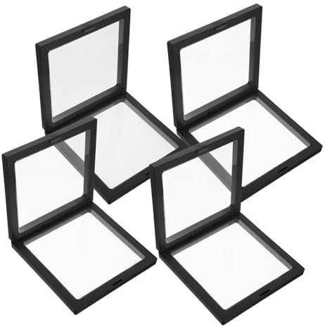 TINEASUR Transparente Schwebende Schmuckvitrine 4 Stück 14x14cm Pe Film Ring Display Fälle Stabile 3d Anzeige Für Schmuckaufbewahrung Und Präsentation