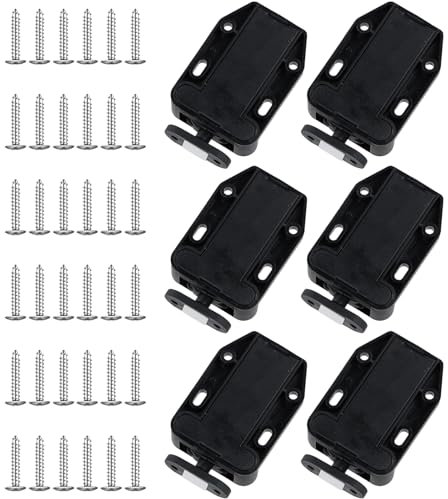 6 Pezzi Push Pull per Ante, Push to Open Chiavistelli per Porte Plastica Rullo Chiusura a Scatto, Chiusura a Pressione Chiusura con Viti, Meccanismo Push Pull Ante per Armadi, Porte, Cassetti, Mobili